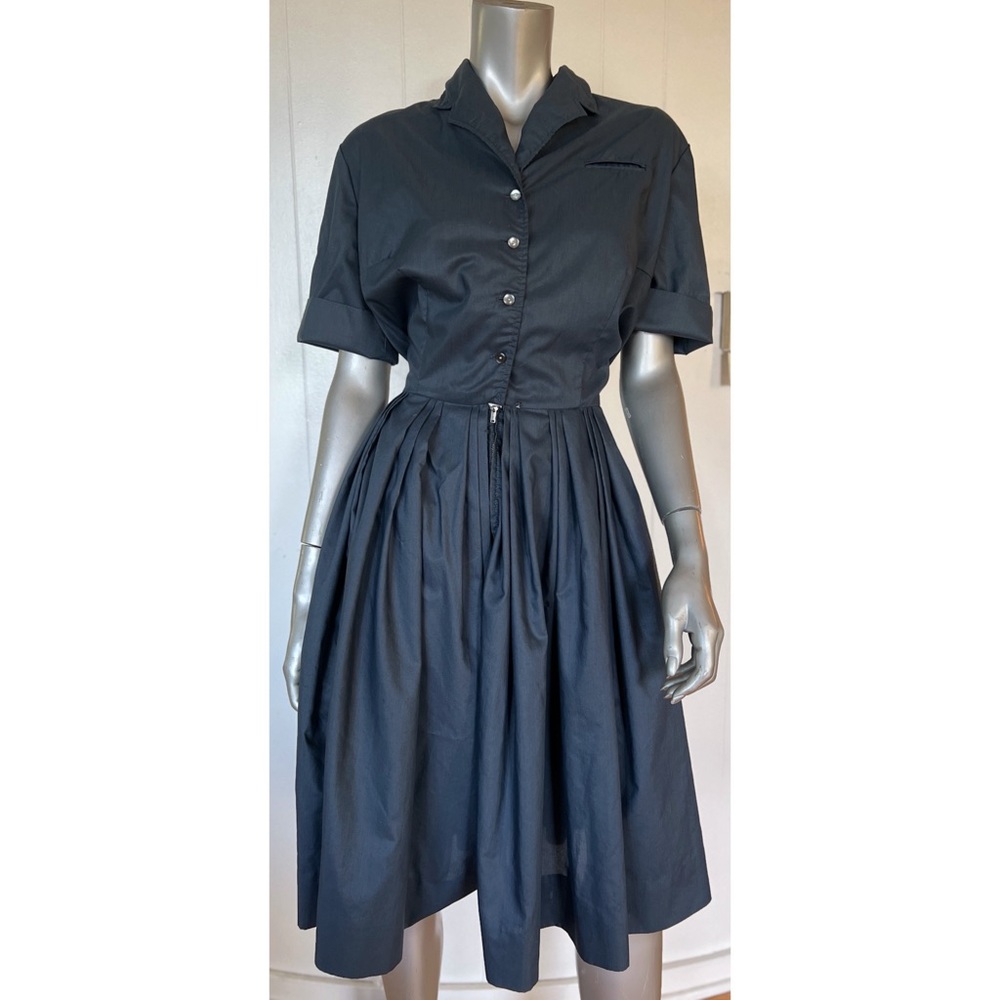 VINTAGE TEXAS SHIRTWAIST DRESS W29 42 NAVY BLUE